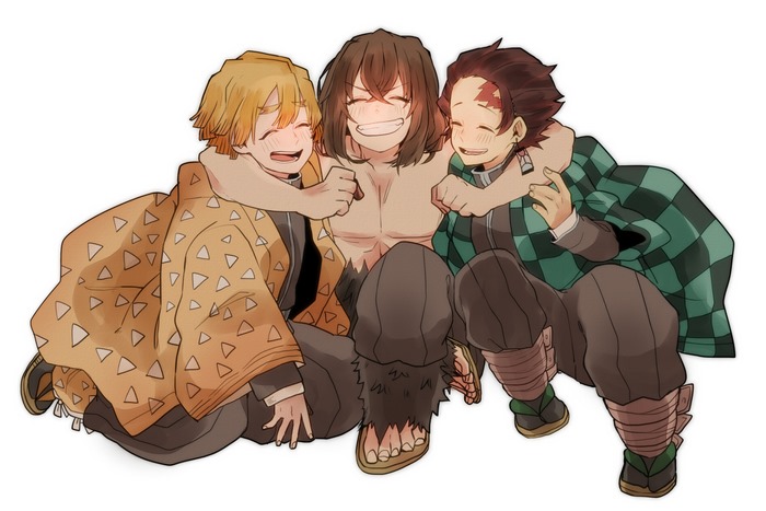 Tanjiro, Zenitsu, and Inosuke from Demon Slayer