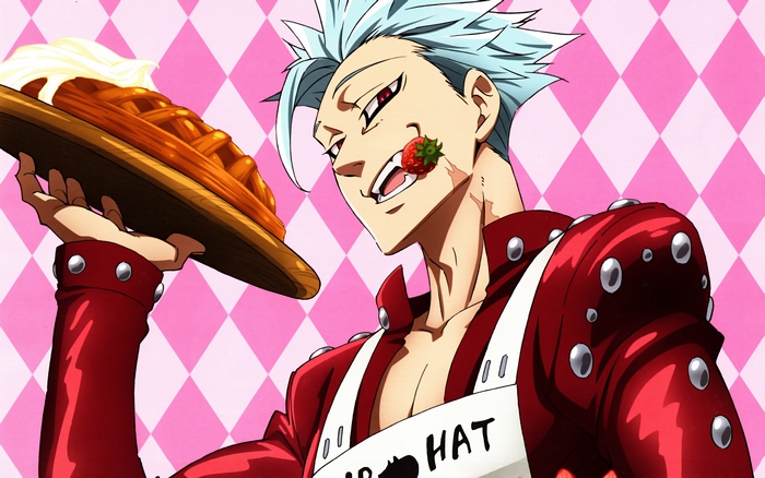 Ban from The Seven Deadly Sins holding a pie