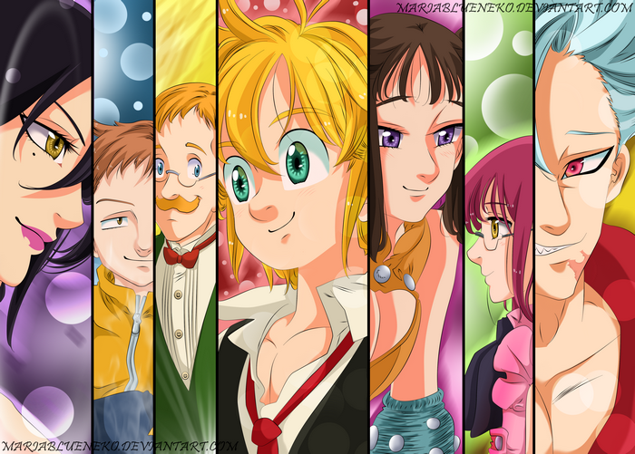 The Seven Deadly Sins characters collage