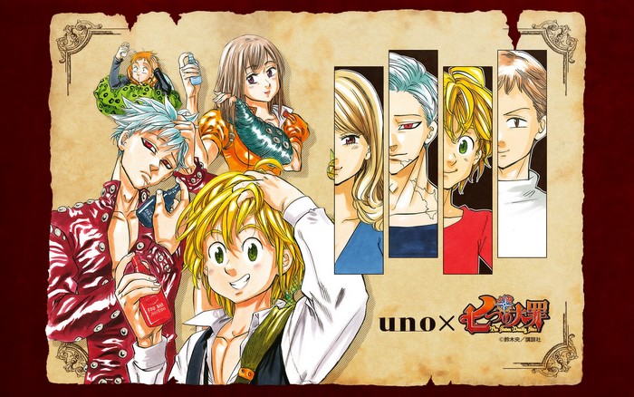 The Seven Deadly Sins characters with UNO logo