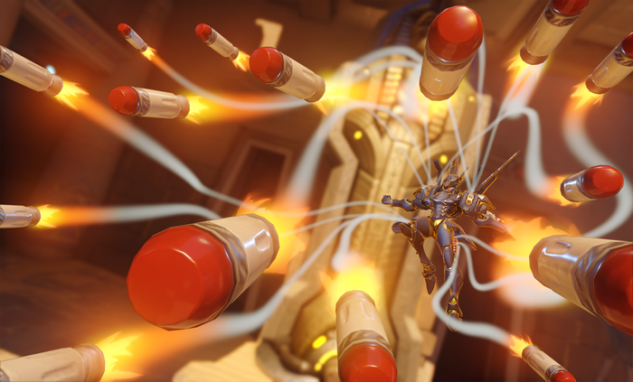 Pharah from Overwatch in battle