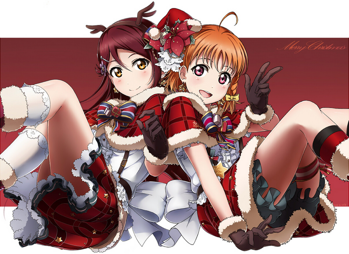 Riko Sakurauchi and Chika Takami in Christmas Outfits