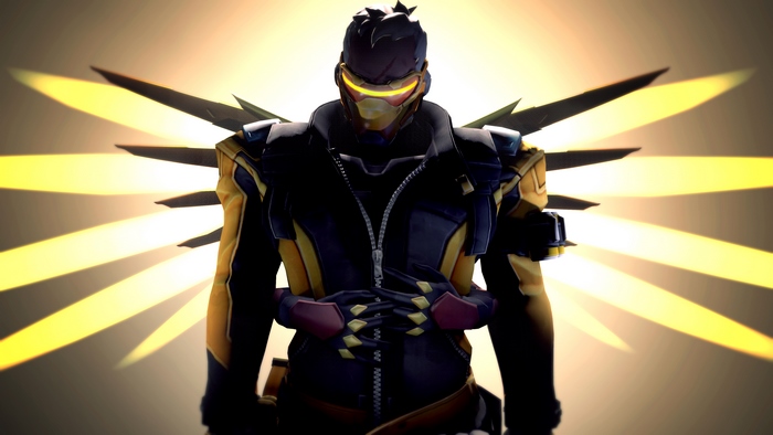 Soldier: 76 from Overwatch with glowing wings