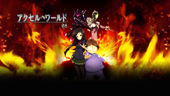 Accel World characters with flames
