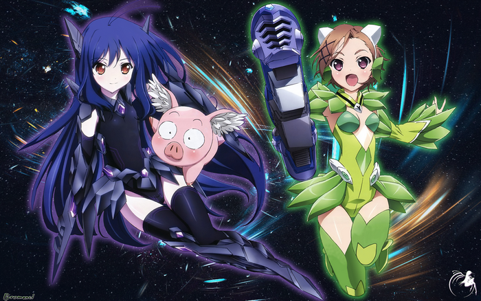 Kuroyukihime from Accel World with a pig companion