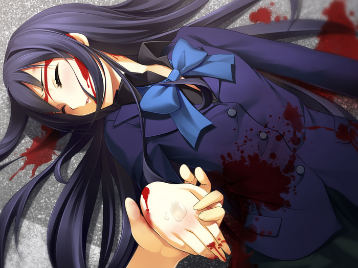 Girl lying in blood