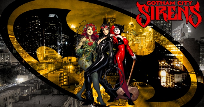 Gotham City Sirens Poison Ivy, Catwoman, and Harley Quinn