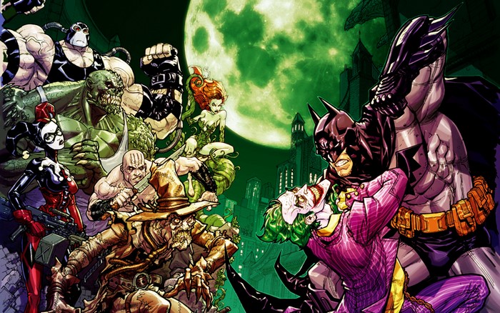 Batman and villains from Batman: Arkham Asylum