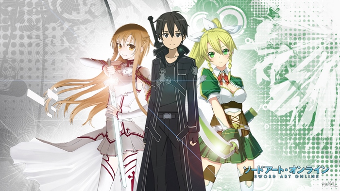 Asuna, Kirito, and Suguha from Sword Art Online