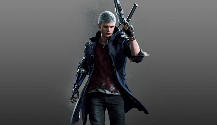 Nero from Devil May Cry holding guns