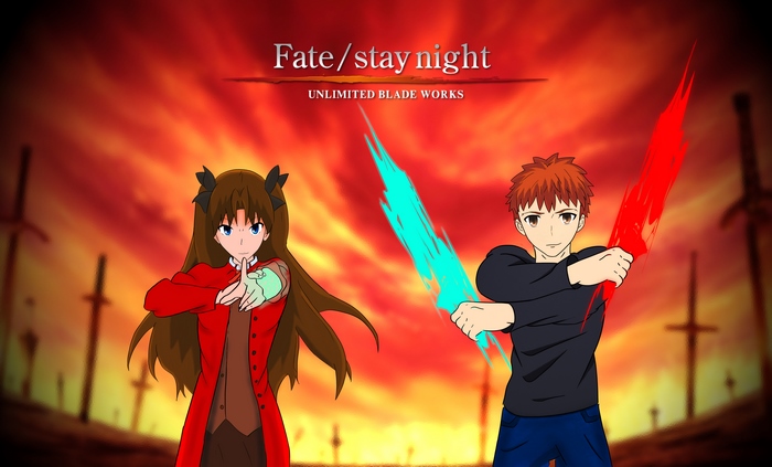 Rin Tohsaka and Shirou Emiya from Fate/stay night: Unlimited Blade Works