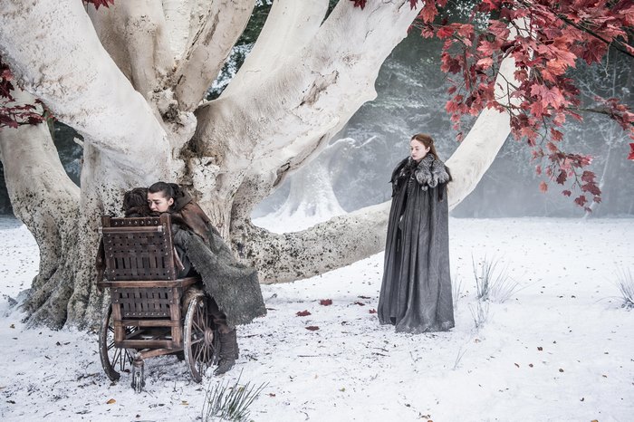 Arya and Sansa Stark in Winterfell