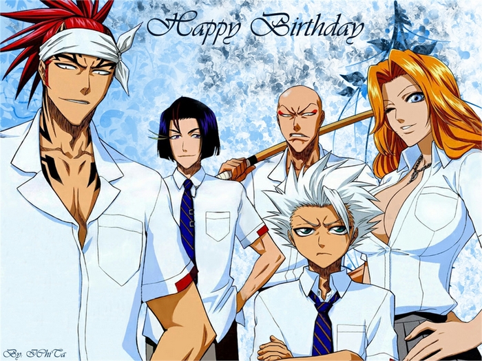 Anime characters from Bleach wishing Happy Birthday