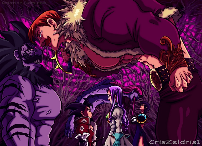 Escanor from The Seven Deadly Sins facing a monster