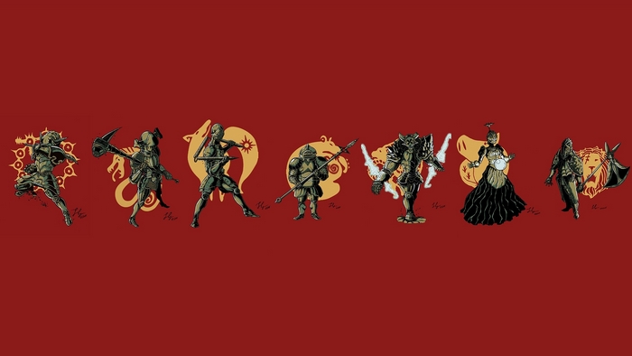 The Seven Deadly Sins characters on red background