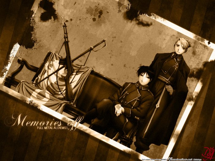 Roy Mustang and Riza Hawkeye from Fullmetal Alchemist