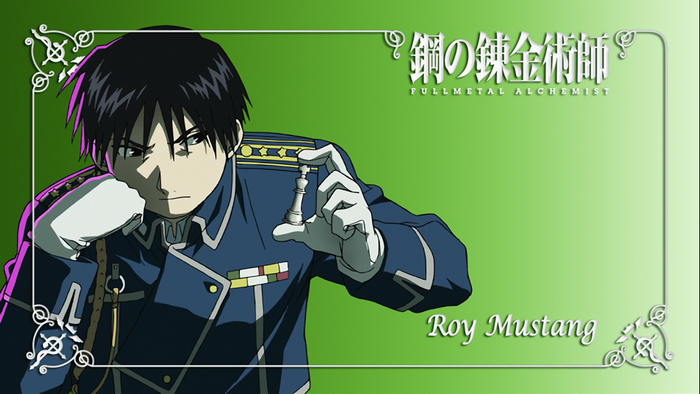 Roy Mustang from Fullmetal Alchemist holding a chess piece