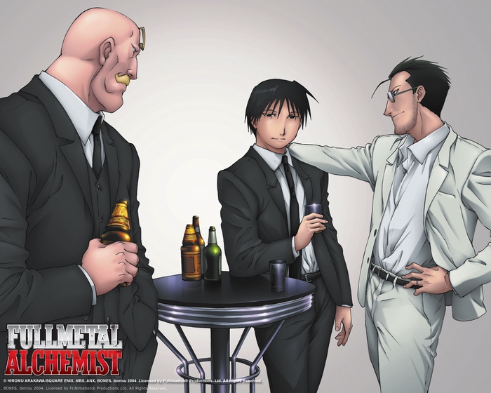 Fullmetal Alchemist characters at a bar