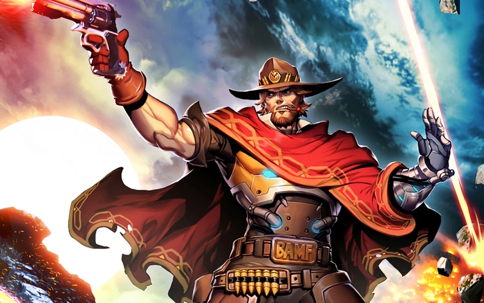 McCree from Overwatch holding a gun