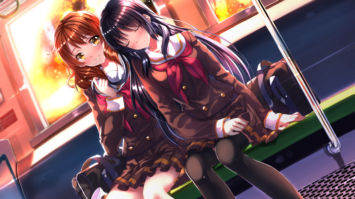 Kumiko Oumae and Reina Kousaka on a train