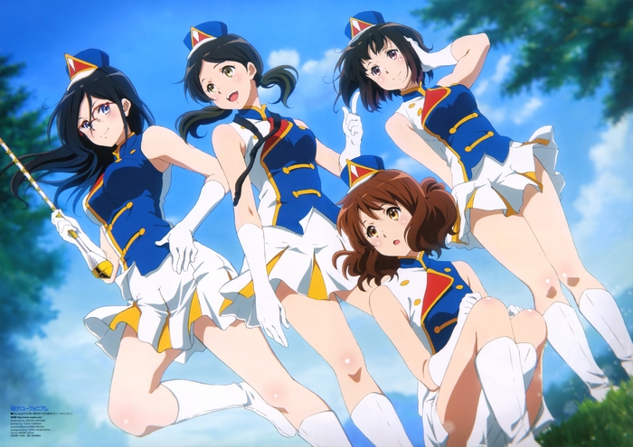 Kumiko Oumae and friends in marching band uniforms