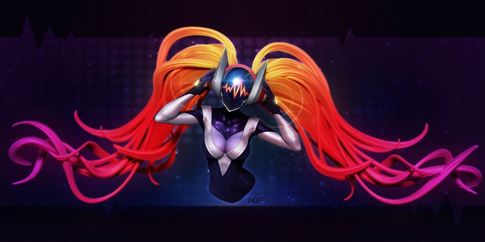 Sona from League of Legends with headphones