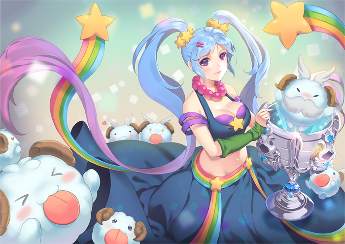 Sona from League of Legends with Poro