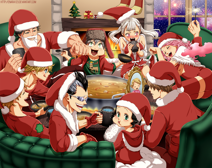 Black Clover characters celebrating Christmas