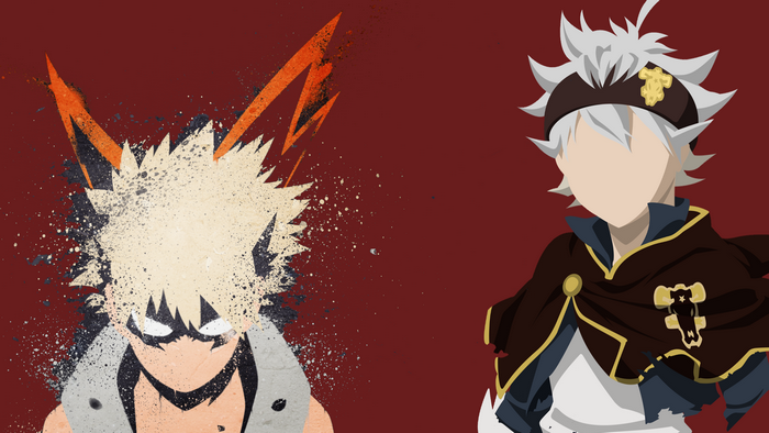 Asta from Black Clover and Katsuki Bakugo