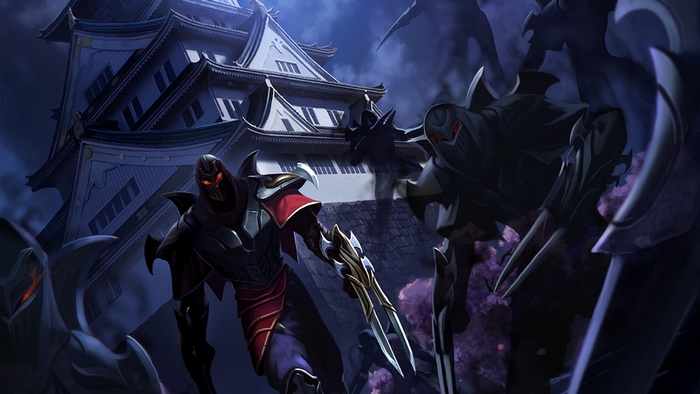 Zed from League of Legends with shadowy figures