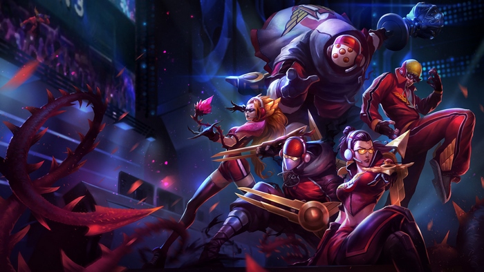 Zed and other characters from League of Legends