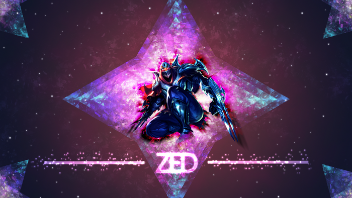 Zed from League of Legends with abstract background