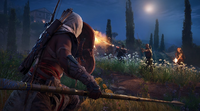 Bayek of Siwa from Assassin's Creed Origins in battle