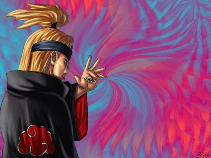 Deidara from Naruto with eye on hand