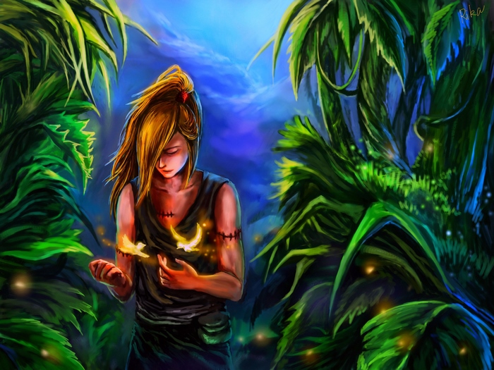 Deidara from Naruto in a forest