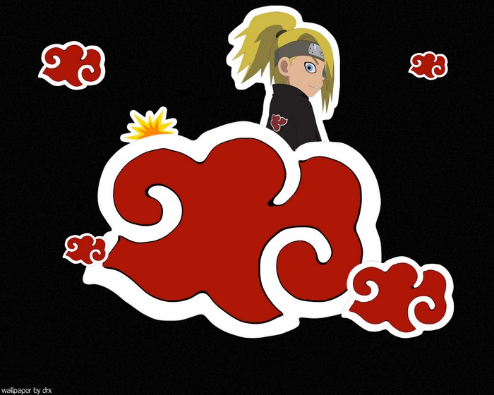 Deidara from Naruto with Akatsuki clouds