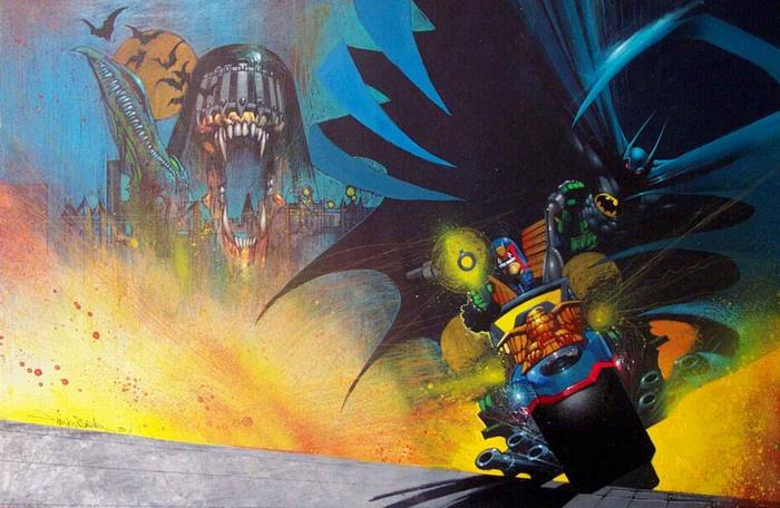 Judge Dredd and Batman in Mega-City One