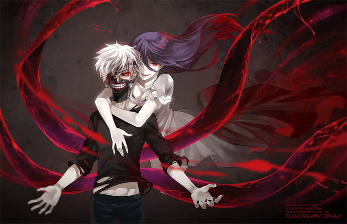 Rize Kamishiro and Ken Kaneki from Tokyo Ghoul