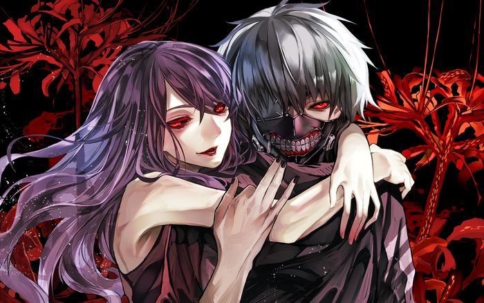 Rize Kamishiro and Ken Kaneki from Tokyo Ghoul