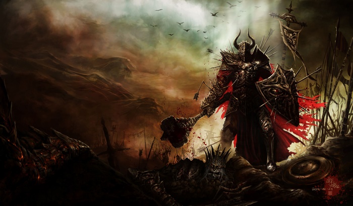Barbarian from Diablo III in battle