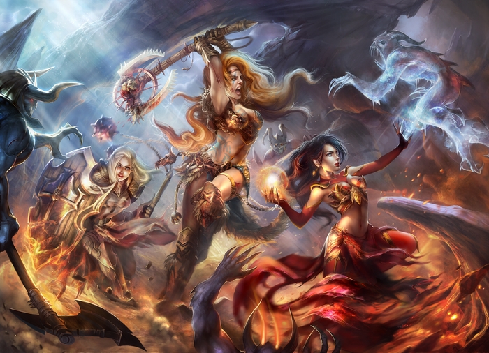 Barbarian from Diablo III in battle
