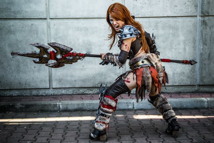 Barbarian from Diablo III holding a weapon