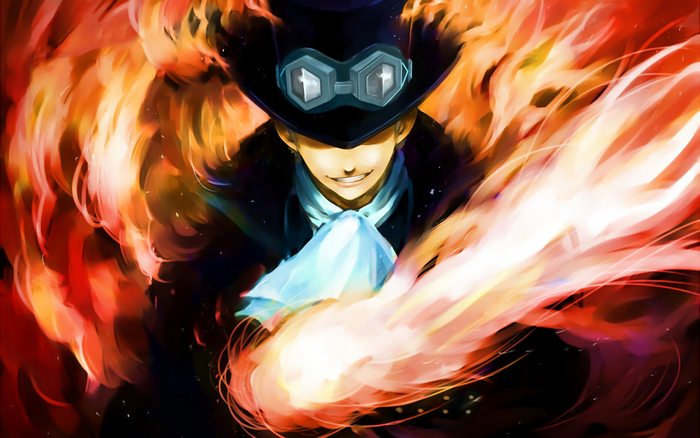 Sabo from One Piece with fire