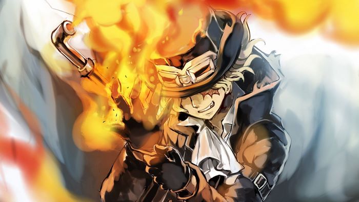 Sabo from One Piece with fire