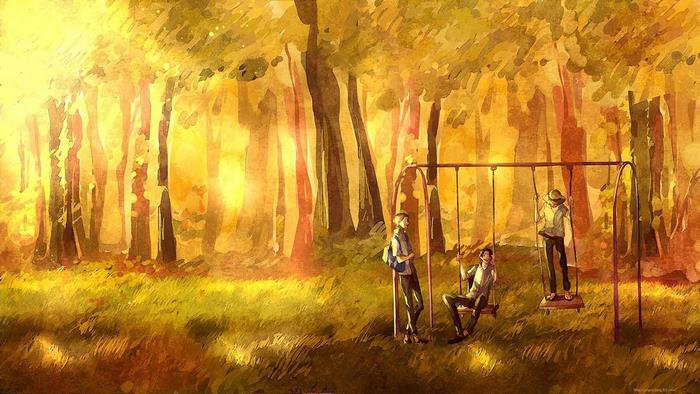 Sabo from One Piece on a swing set