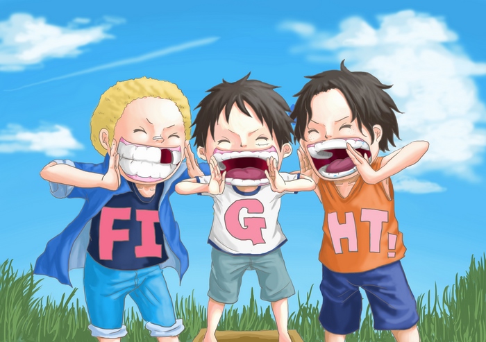 Three young boys from One Piece