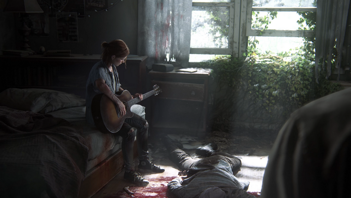 Ellie from The Last of Us playing guitar