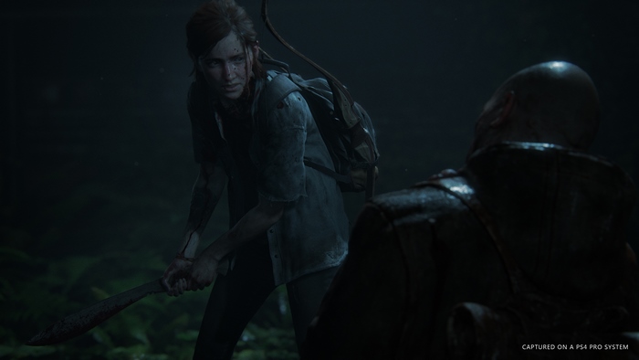 Ellie from The Last of Us holding a machete
