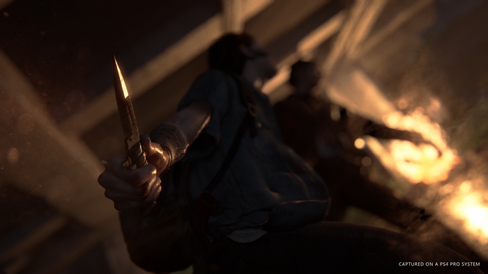 Ellie from The Last of Us holding a knife