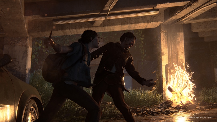 Ellie from The Last of Us fighting an infected
